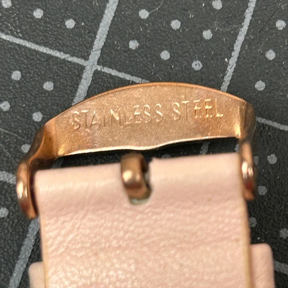 Nine West Womens Rose Gold Tone‎ Pink Leather Strap Watch NW/1660